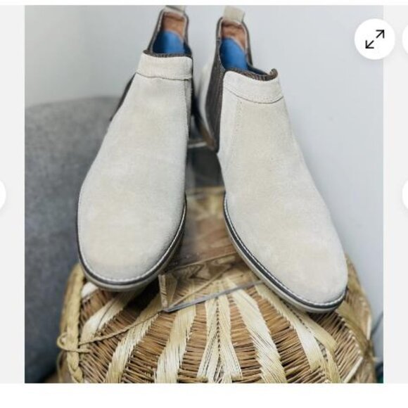 Joseph Abboud Beige Suede Chelsea Ankle Boots Leather Men Size 12 - Picture 1 of 10